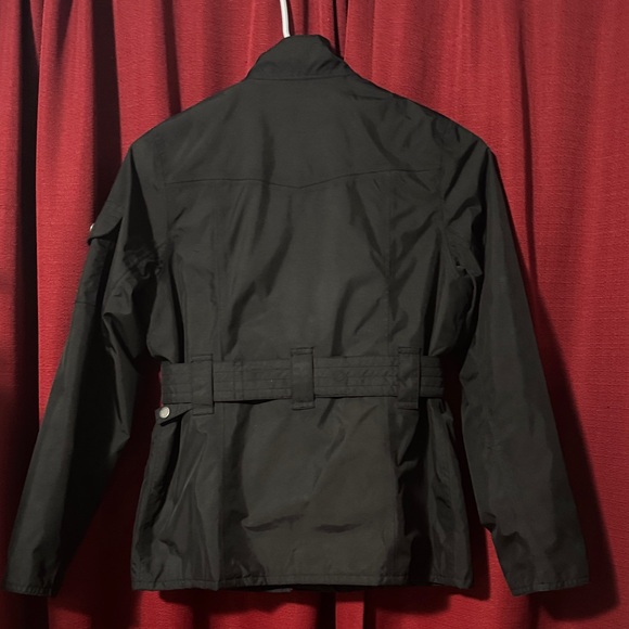 Barbour Black Belted Jacket with Red Lining Kids 10/11 or Womens Petite XXS - Picture 4 of 4